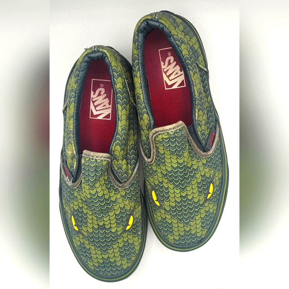 Vans Classic Slip On Poison Reptile Snake Green Shoe kids Size 2.5